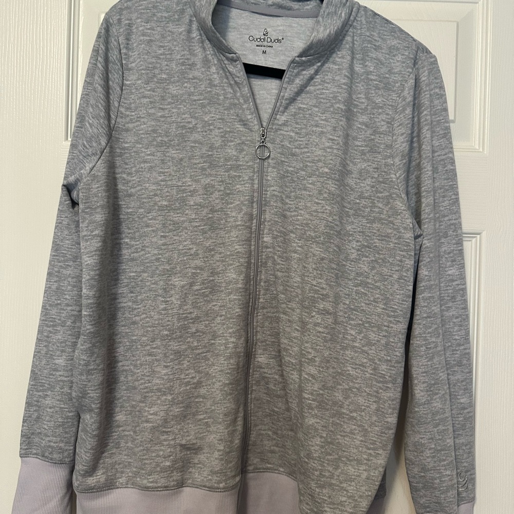 NWOT Cuddl Duds gray athletic bomber jacket.  Size Medium.